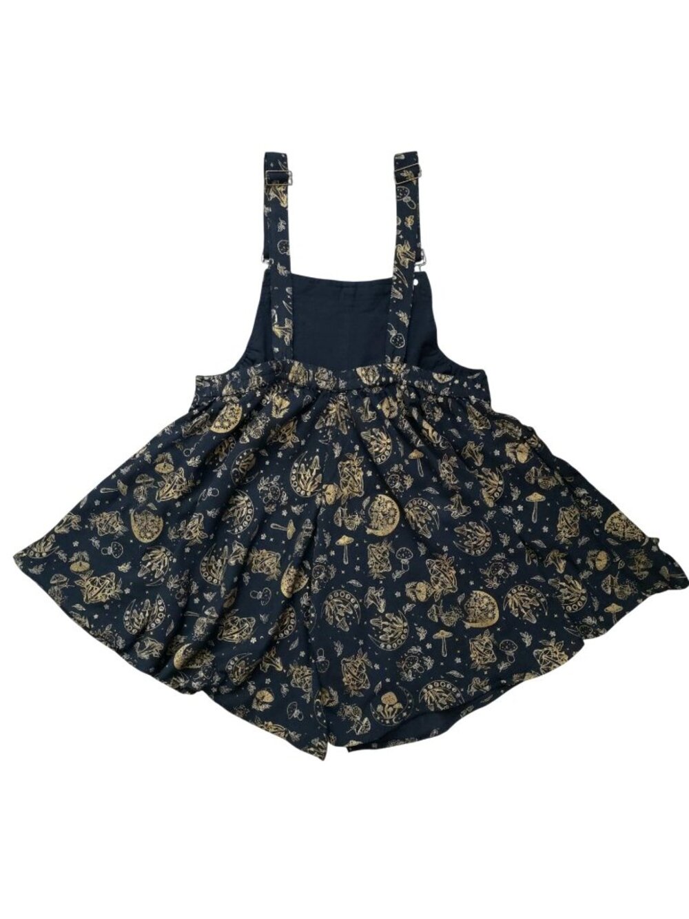 KARMA NEPAL CRAFT Boho Mushroom/Celestial Wide Leg Black & Gold Romper Sz Plus - Picture 2 of 9
